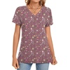 image:imageWomens 2025 Summer Tops Plus Size Tunics Casual Short Sleeve Shirts Loose Fit BlousesRose Red Flowers