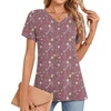 image:imageWomens 2025 Summer Tops Plus Size Tunics Casual Short Sleeve Shirts Loose Fit BlousesRose Red Flowers