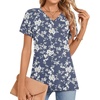image:imageWomens 2025 Summer Tops Plus Size Tunics Casual Short Sleeve Shirts Loose Fit BlousesWhite Flower Navy