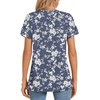 image:imageWomens 2025 Summer Tops Plus Size Tunics Casual Short Sleeve Shirts Loose Fit BlousesWhite Flower Navy
