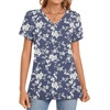 image:imageWomens 2025 Summer Tops Plus Size Tunics Casual Short Sleeve Shirts Loose Fit BlousesWhite Flower Navy