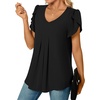 image:imageWomens Chiffon Blouses Dressy Casual Tops Summer Tunics V Neck Business Short Sleeve ShirtsV Neck Black