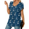 image:imageWomens Chiffon Blouses Dressy Casual Tops Summer Tunics V Neck Business Short Sleeve ShirtsV Neck Blue Butterfly