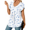 image:imageWomens Chiffon Blouses Dressy Casual Tops Summer Tunics V Neck Business Short Sleeve ShirtsV Neck Blue Cherry Fl