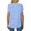 image:imageWomens Chiffon Blouses Dressy Casual Tops Summer Tunics V Neck Business Short Sleeve ShirtsV Neck Blue White Flower