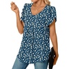 image:imageWomens Chiffon Blouses Dressy Casual Tops Summer Tunics V Neck Business Short Sleeve ShirtsV Neck Bluewhite Daisy