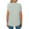 image:imageWomens Chiffon Blouses Dressy Casual Tops Summer Tunics V Neck Business Short Sleeve ShirtsV Neck Graygreen