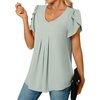 image:imageWomens Chiffon Blouses Dressy Casual Tops Summer Tunics V Neck Business Short Sleeve ShirtsV Neck Graygreen