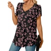 image:imageWomens Chiffon Blouses Dressy Casual Tops Summer Tunics V Neck Business Short Sleeve ShirtsV Neck Gypsophila Black