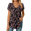 image:imageWomens Chiffon Blouses Dressy Casual Tops Summer Tunics V Neck Business Short Sleeve ShirtsV Neck Gypsophila Black