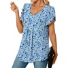 image:imageWomens Chiffon Blouses Dressy Casual Tops Summer Tunics V Neck Business Short Sleeve ShirtsV Neck Ink Blue Flower