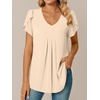 image:imageWomens Chiffon Blouses Dressy Casual Tops Summer Tunics V Neck Business Short Sleeve ShirtsV Neck Khaki