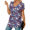 image:imageWomens Chiffon Blouses Dressy Casual Tops Summer Tunics V Neck Business Short Sleeve ShirtsV Neck Mixed Blue Redflower