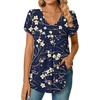image:imageWomens Chiffon Blouses Dressy Casual Tops Summer Tunics V Neck Business Short Sleeve ShirtsV Neck Navy Blue Winter Fl