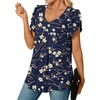 image:imageWomens Chiffon Blouses Dressy Casual Tops Summer Tunics V Neck Business Short Sleeve ShirtsV Neck Navy Blue Winter Fl