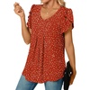 image:imageWomens Chiffon Blouses Dressy Casual Tops Summer Tunics V Neck Business Short Sleeve ShirtsV Neck Polka Dots Red