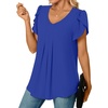 image:imageWomens Chiffon Blouses Dressy Casual Tops Summer Tunics V Neck Business Short Sleeve ShirtsV Neck Royal Blue