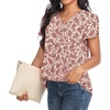 image:imageWomens Dressy Chiffon Blouses V Neck Tops Tee 2025 Summer Shirts Petal Short Sleeve Casual TShirtsPetal SleeveBeigedeep Red Flower