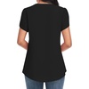 image:imageWomens Dressy Chiffon Blouses V Neck Tops Tee 2025 Summer Shirts Petal Short Sleeve Casual TShirtsPetal SleeveBlack