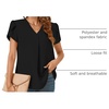 image:imageWomens Dressy Chiffon Blouses V Neck Tops Tee 2025 Summer Shirts Petal Short Sleeve Casual TShirtsPetal SleeveBlack