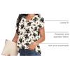 image:imageWomens Dressy Chiffon Blouses V Neck Tops Tee 2025 Summer Shirts Petal Short Sleeve Casual TShirtsPetal SleeveBlack Flower Beige