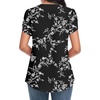 image:imageWomens Dressy Chiffon Blouses V Neck Tops Tee 2025 Summer Shirts Petal Short Sleeve Casual TShirtsPetal SleeveBlackwhite Flower