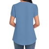 image:imageWomens Dressy Chiffon Blouses V Neck Tops Tee 2025 Summer Shirts Petal Short Sleeve Casual TShirtsPetal SleeveBlue