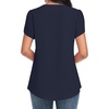 image:imageWomens Dressy Chiffon Blouses V Neck Tops Tee 2025 Summer Shirts Petal Short Sleeve Casual TShirtsPetal SleeveDark Blue