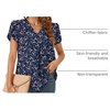 image:imageWomens Dressy Chiffon Blouses V Neck Tops Tee 2025 Summer Shirts Petal Short Sleeve Casual TShirtsPetal SleeveFloral Navy Blue