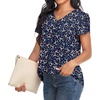 image:imageWomens Dressy Chiffon Blouses V Neck Tops Tee 2025 Summer Shirts Petal Short Sleeve Casual TShirtsPetal SleeveFloral Navy Blue