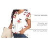 image:imageWomens Dressy Chiffon Blouses V Neck Tops Tee 2025 Summer Shirts Petal Short Sleeve Casual TShirtsPetal SleeveFloral White