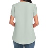 image:imageWomens Dressy Chiffon Blouses V Neck Tops Tee 2025 Summer Shirts Petal Short Sleeve Casual TShirtsPetal SleeveGraygreen