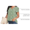 image:imageWomens Dressy Chiffon Blouses V Neck Tops Tee 2025 Summer Shirts Petal Short Sleeve Casual TShirtsPetal SleeveGreen Flowers