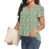 image:imageWomens Dressy Chiffon Blouses V Neck Tops Tee 2025 Summer Shirts Petal Short Sleeve Casual TShirtsPetal SleeveGreen Flowers