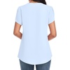 image:imageWomens Dressy Chiffon Blouses V Neck Tops Tee 2025 Summer Shirts Petal Short Sleeve Casual TShirtsPetal SleeveLight Blue
