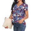 image:imageWomens Dressy Chiffon Blouses V Neck Tops Tee 2025 Summer Shirts Petal Short Sleeve Casual TShirtsPetal SleeveMixed Blue Redflower