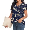 image:imageWomens Dressy Chiffon Blouses V Neck Tops Tee 2025 Summer Shirts Petal Short Sleeve Casual TShirtsPetal SleeveNavy Blue Winter Fl