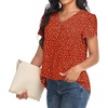 image:imageWomens Dressy Chiffon Blouses V Neck Tops Tee 2025 Summer Shirts Petal Short Sleeve Casual TShirtsPetal SleevePolka Dots Red