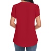 image:imageWomens Dressy Chiffon Blouses V Neck Tops Tee 2025 Summer Shirts Petal Short Sleeve Casual TShirtsPetal SleeveRed