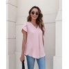 image:imageWomens Dressy Chiffon Blouses V Neck Tops Tee 2025 Summer Shirts Petal Short Sleeve Casual TShirtsPetal SleeveRed