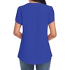 image:imageWomens Dressy Chiffon Blouses V Neck Tops Tee 2025 Summer Shirts Petal Short Sleeve Casual TShirtsPetal SleeveRoyal Blue