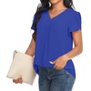 image:imageWomens Dressy Chiffon Blouses V Neck Tops Tee 2025 Summer Shirts Petal Short Sleeve Casual TShirtsPetal SleeveRoyal Blue