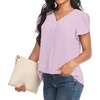 image:imageWomens Dressy Chiffon Blouses V Neck Tops Tee 2025 Summer Shirts Petal Short Sleeve Casual TShirtsPetal SleeveTaro Violet
