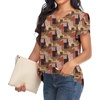image:imageWomens Dressy Chiffon Blouses V Neck Tops Tee 2025 Summer Shirts Petal Short Sleeve Casual TShirtsPetal SleeveVintage Checkers
