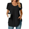 image:imageWomens Plus Size Tops Dressy Casual Summer Chiffon Blouses Short Sleeve Dress Shirts Business Loose Fit TunicsCrewneck Black