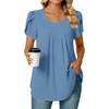 image:imageWomens Plus Size Tops Dressy Casual Summer Chiffon Blouses Short Sleeve Dress Shirts Business Loose Fit TunicsCrewneck Blue