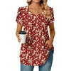image:imageWomens Plus Size Tops Dressy Casual Summer Chiffon Blouses Short Sleeve Dress Shirts Business Loose Fit TunicsCrewneck Dark Red Fl
