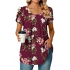 image:imageWomens Plus Size Tops Dressy Casual Summer Chiffon Blouses Short Sleeve Dress Shirts Business Loose Fit TunicsCrewneck Floral Wine