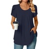 image:imageWomens Plus Size Tops Dressy Casual Summer Chiffon Blouses Short Sleeve Dress Shirts Business Loose Fit TunicsCrewneck Navy Blue