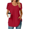 image:imageWomens Plus Size Tops Dressy Casual Summer Chiffon Blouses Short Sleeve Dress Shirts Business Loose Fit TunicsCrewneck Red
